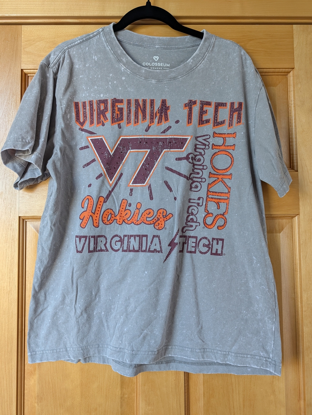 Colosseum Virginia Tech Gray Tee with Orange & Maroon Graphics